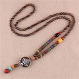 New Style Feather Elephant Wood Beaded Stone Necklace