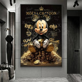 Rich Micky Golden Canavs Painting on the Wall Art