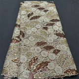 African Nigerian Sequins Cotton Embroidery organza Lace Fabric