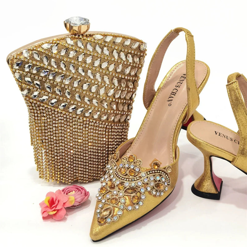 Luxury Wedding Hollowed Out Bag and Shoes Set