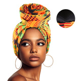 Woman African Satin Lined Turban Big Flower Hat