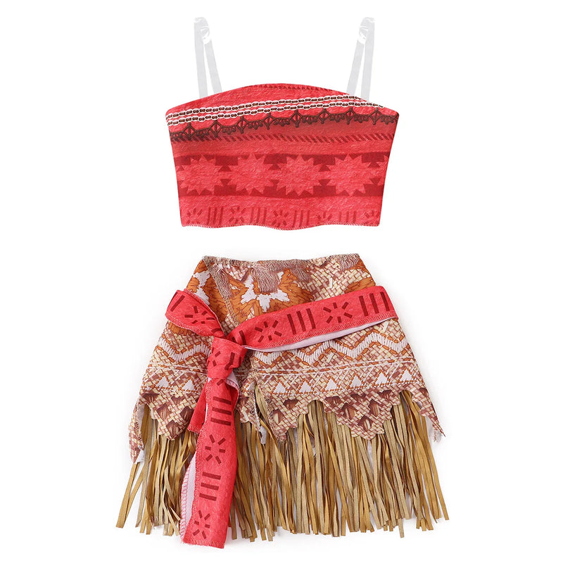 Ocean Adventure Cartoon Role Play Costume Moana Two Pieces Dress