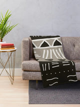 New Hand drawn African mud design Throw Blanket