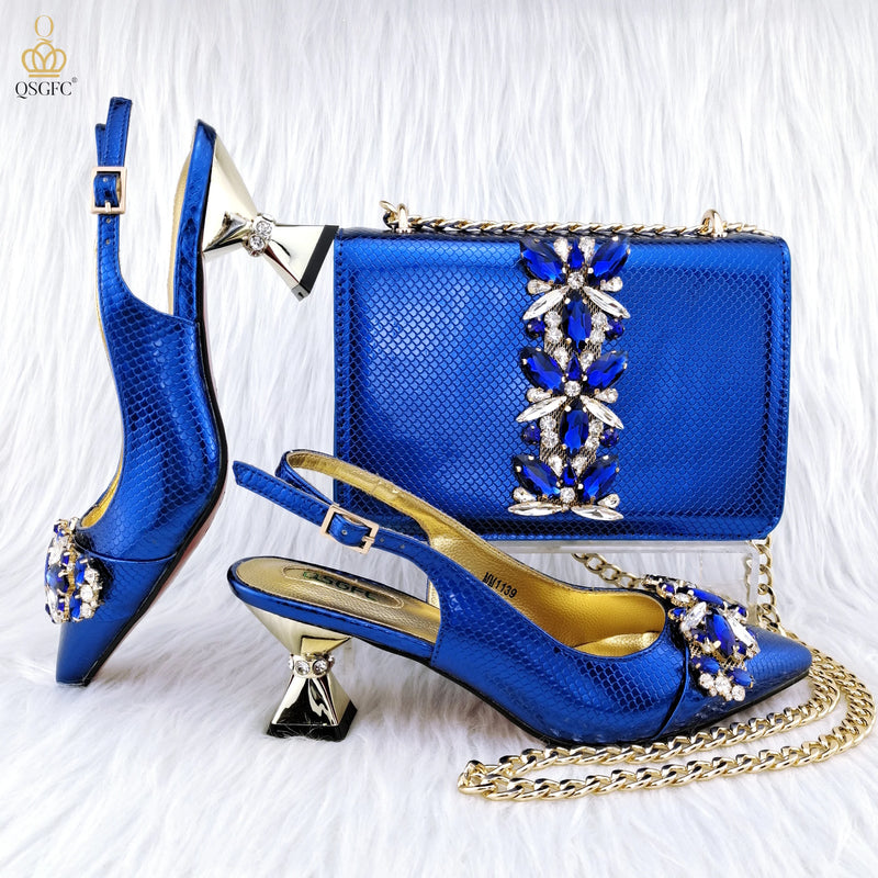 Big Diamond Decoration Shoes and Bag Set