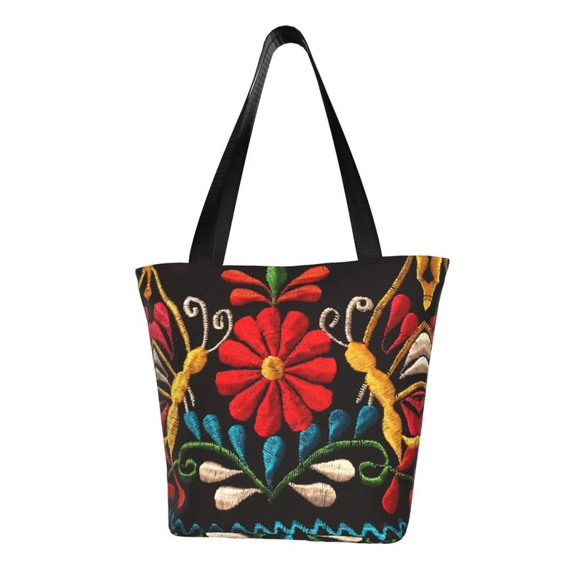 New Mexican Spanish Embroidery Flowers Tote Bags