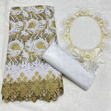 2.5Yards Bazin  Riche + Embroidery Neckline Lace