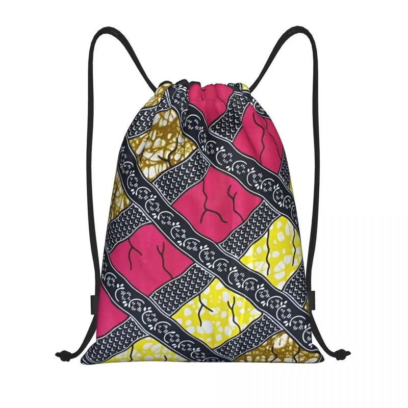 New Wax Print Ankara Kente Pattern Drawstring Bag