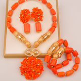 Original Orange Coral Beads Necklace Set