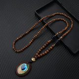 New Style Feather Elephant Wood Beaded Stone Necklace