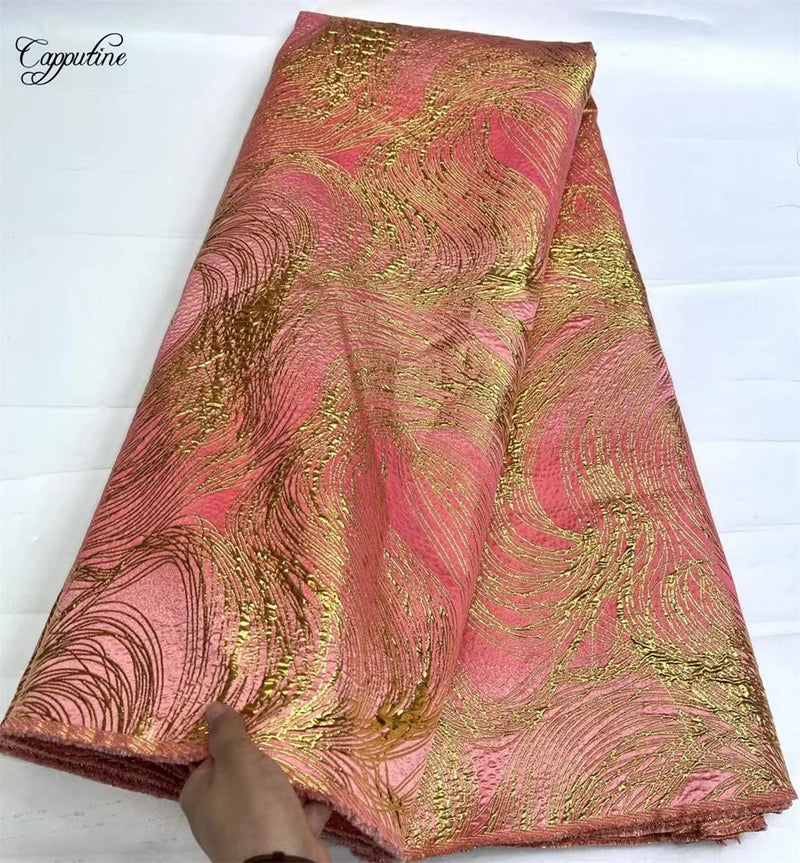 High Quality Nigerian Damask Gilding Lace Fabric