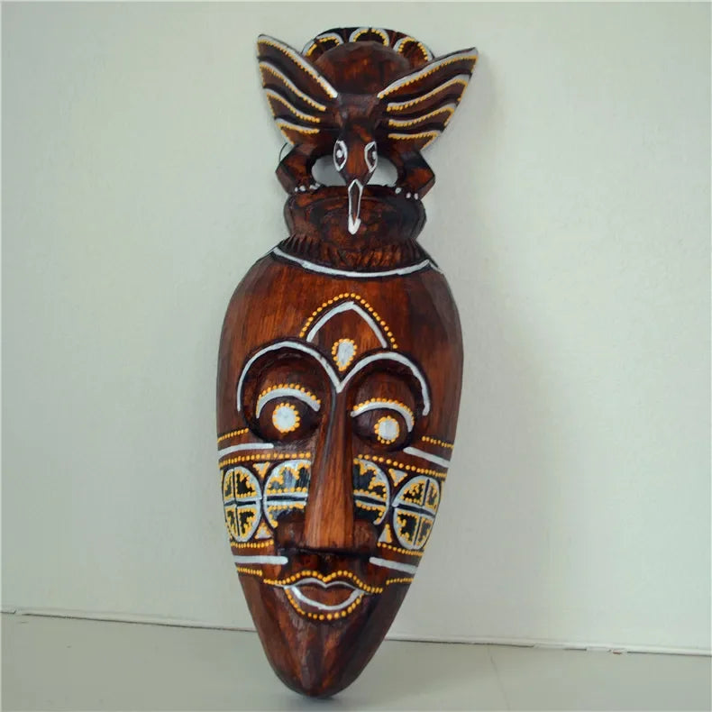 Thai solid wood carving African mask decoration