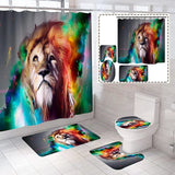 4 Piece Unique Colorful Funny King Leo African Lion Shower Curtains Set