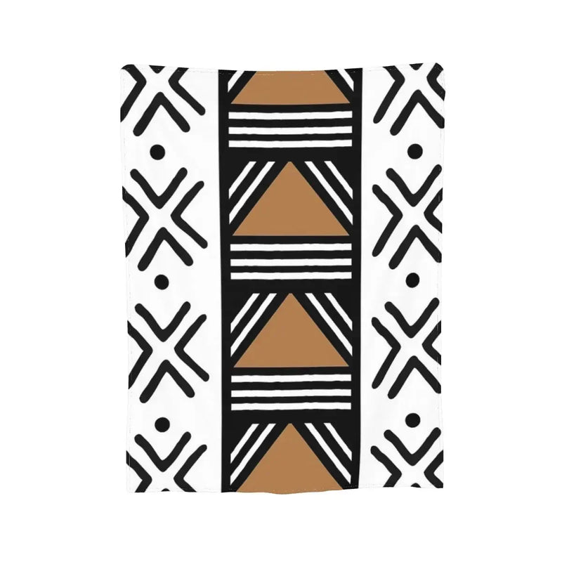 African Bogolan Mudcloth Pattern Blanket