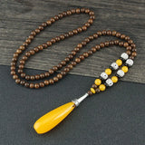 New Nepal Buddhist Mala Wood Beads Pendant & Necklace