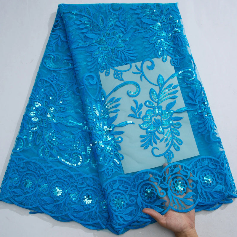 High quality Nigeria  Embroidery Tull Lace Fabric