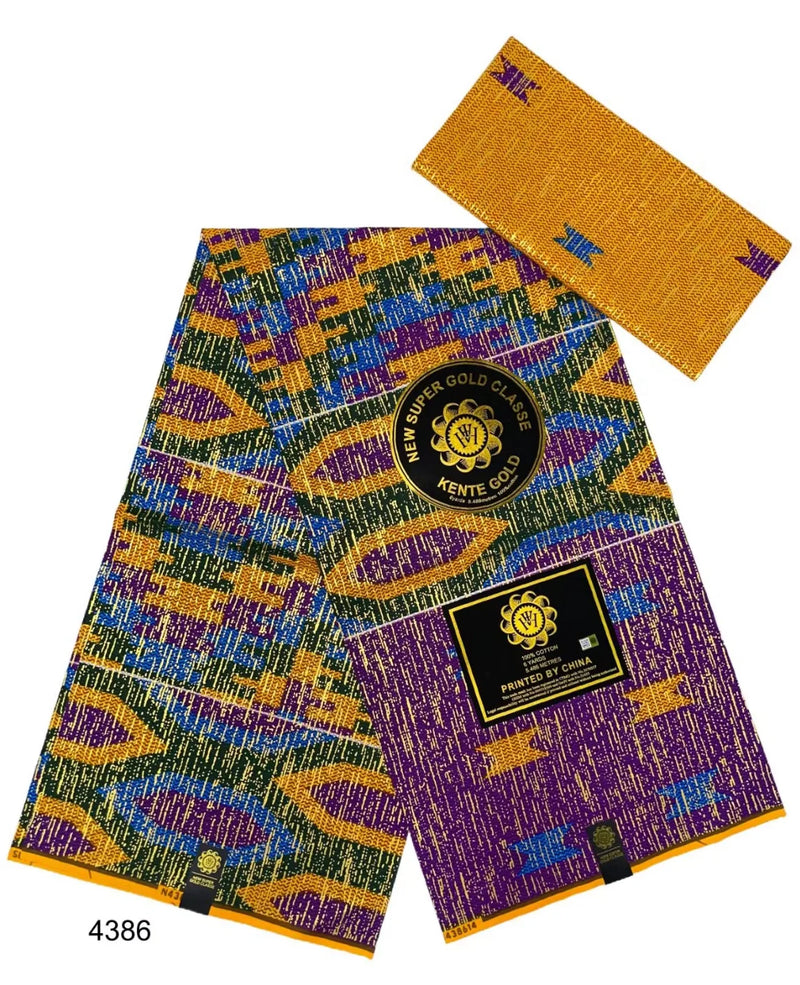 Ankara African kente gold Real Wax Fabric