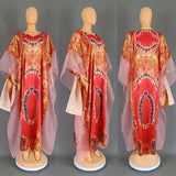 Summer Kaftan African V-neck Polyester Plus Size Long Maxi Dress