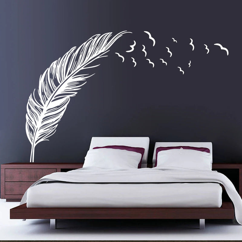 New Creative Birds Flying Feather Wall Sticker