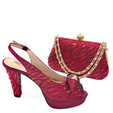 New Nigerian Style Rhinestone Fashion Shoes And Bags Set