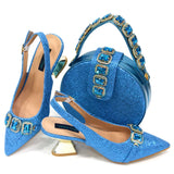 New Arrival Special Style Italian Design African Women Shoes and Bag Set