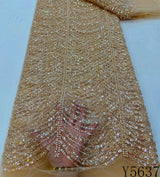 New African Sequins Beaded Tulle Lace Fabric