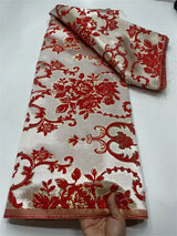 New White African Brocade Jacquard Fabric