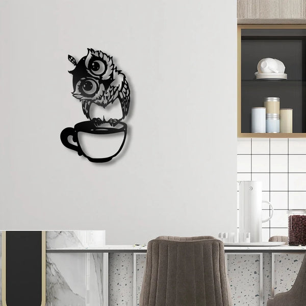 New Owl Coffee Metal Wall Art