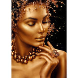 African Art Black And Gold Woman Oil Painting Poster