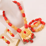 Original Orange Coral Beads Necklace Set