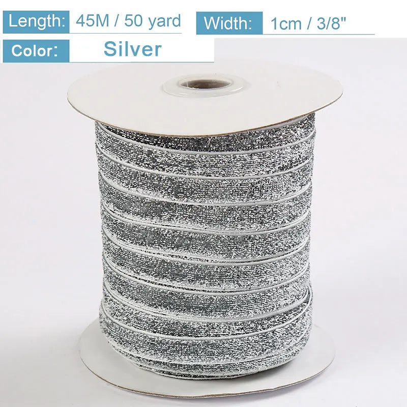 50Yards Metallic Glitter Velvet Ribbon