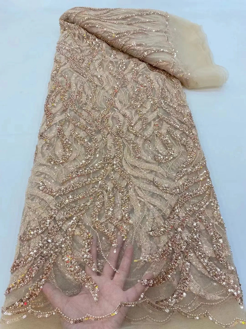 High-End Handmade Beaded Lace Fabric