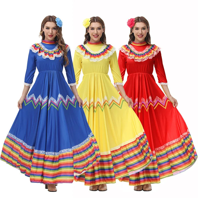 Women Traditional Mexican Folk Dancer Dress