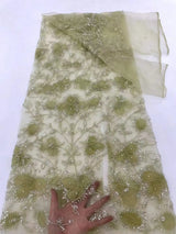 White Fashion Latest Africa Embroidered Tulle Net Fabric