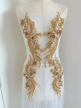 New Luxury French Bead Applique in Champagne Gold Clothing