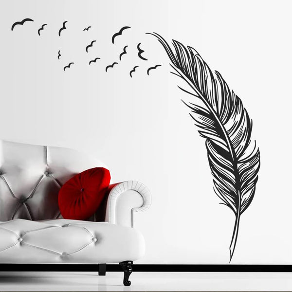 New Creative Birds Flying Feather Wall Sticker