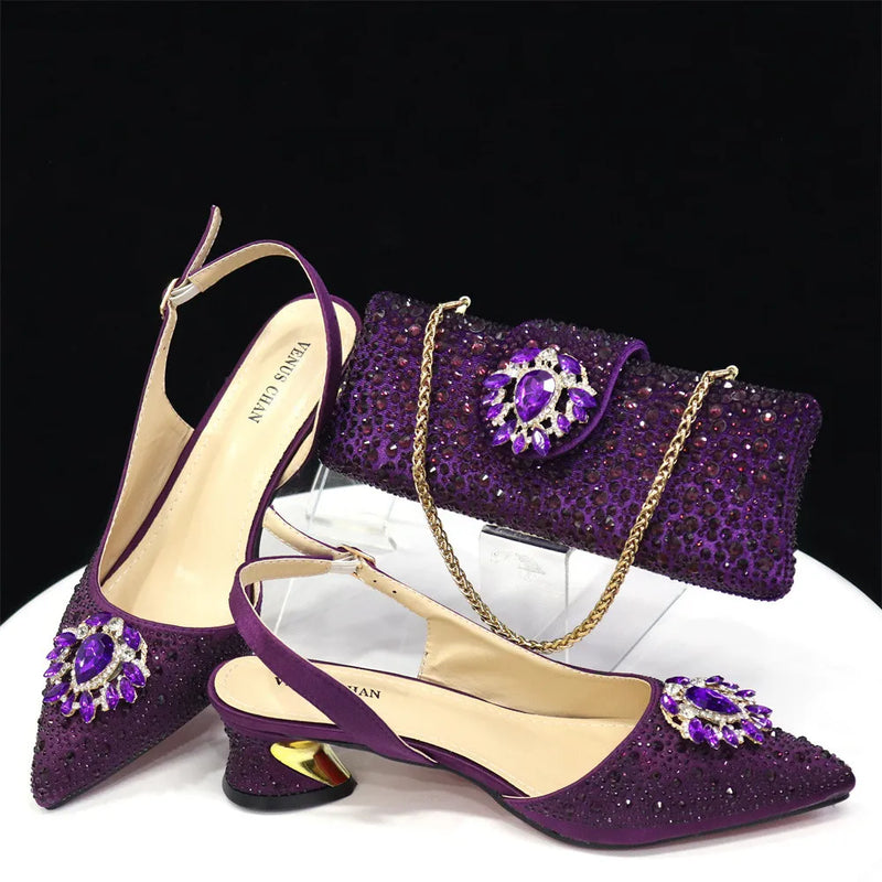 Italian Design Girly Style Opend Toe Shoes And Bag