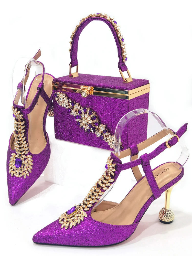 High Quality African Style Ladies Shoes And Bags Set