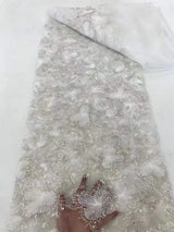 White Fashion Latest Africa Embroidered Tulle Net Fabric