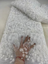 High Quality French Tulle Net Sequins Lace Fabric