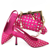 New Pink Sweet Pointed Toe Fashion Sandals Clutch Bag