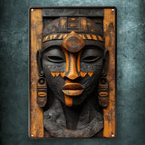 2D Flat Metal Aluminum Sign Wall Hanging African Mask