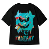 Harajuku Devil Graffiti Print Oversized Tee Shirts