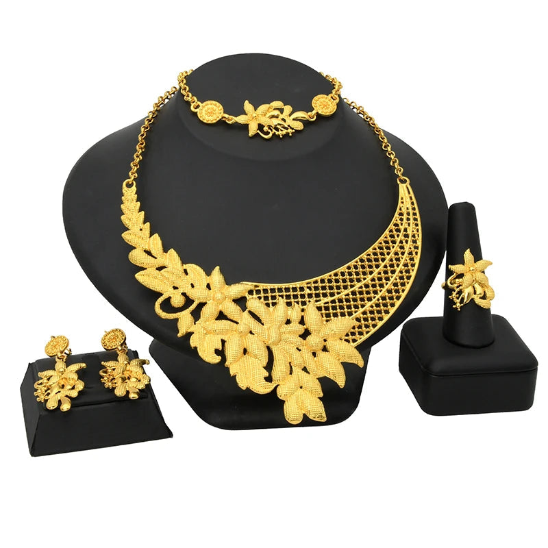 New France Luxury 24k Gold Color Jewelry Set