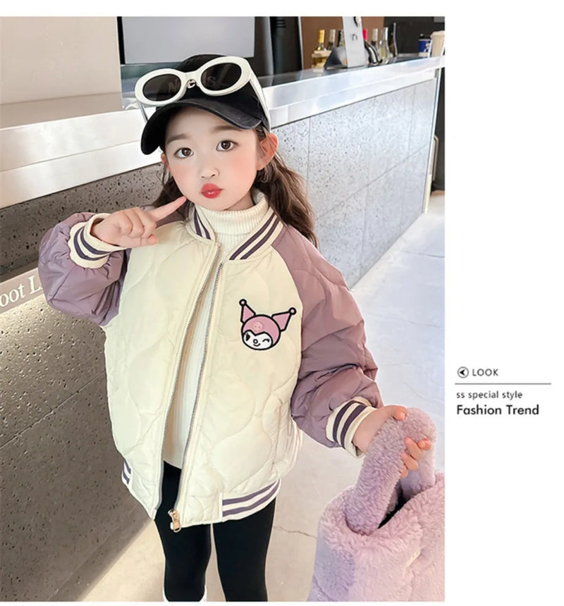 Girly Heart Kawaii Sanrio Kuromi Soft Baseball Jacket