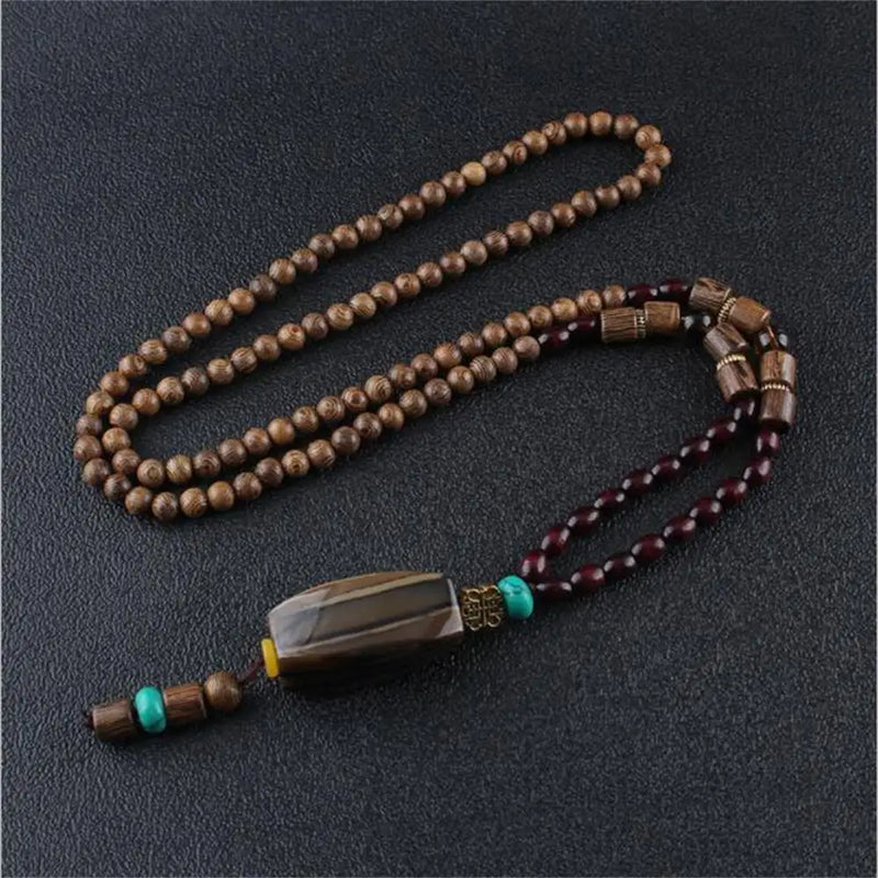 New Style Feather Elephant Wood Beaded Stone Necklace