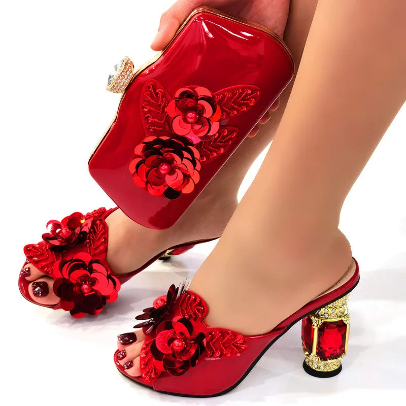 Wine Glass Heel Design Ladies Shoes Dual-Use Ladies Bags