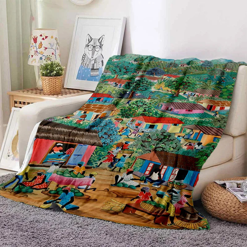 Cartoon Africa Custom Painting Art Soft Flannel Blanket