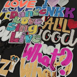 Letter Patch Good LOVE Pink What Sequins deal  it T-shirt