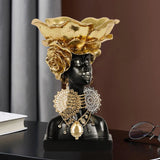 Woman Bust Figurine Resin Dish Statue Display