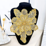 White Multi-layer Lace Sequin Studded 3D Flower